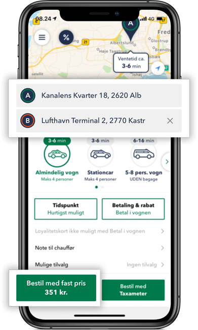 Bestil TAXA Albertslund - beregn prisen for din taxi tur i appen