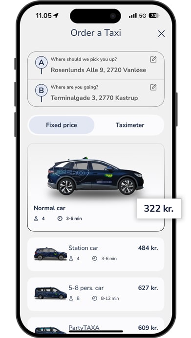 Book a taxi with a fixed price in Copenhagen