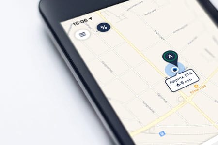 Get the taxi app and see your expected ETA (time of arrival)