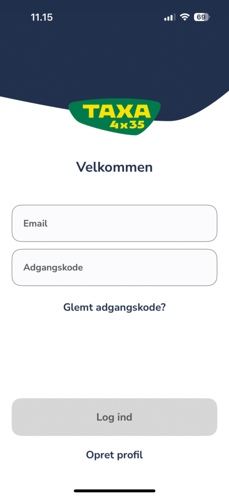 Opret en brugerprofil i TAXA app 1