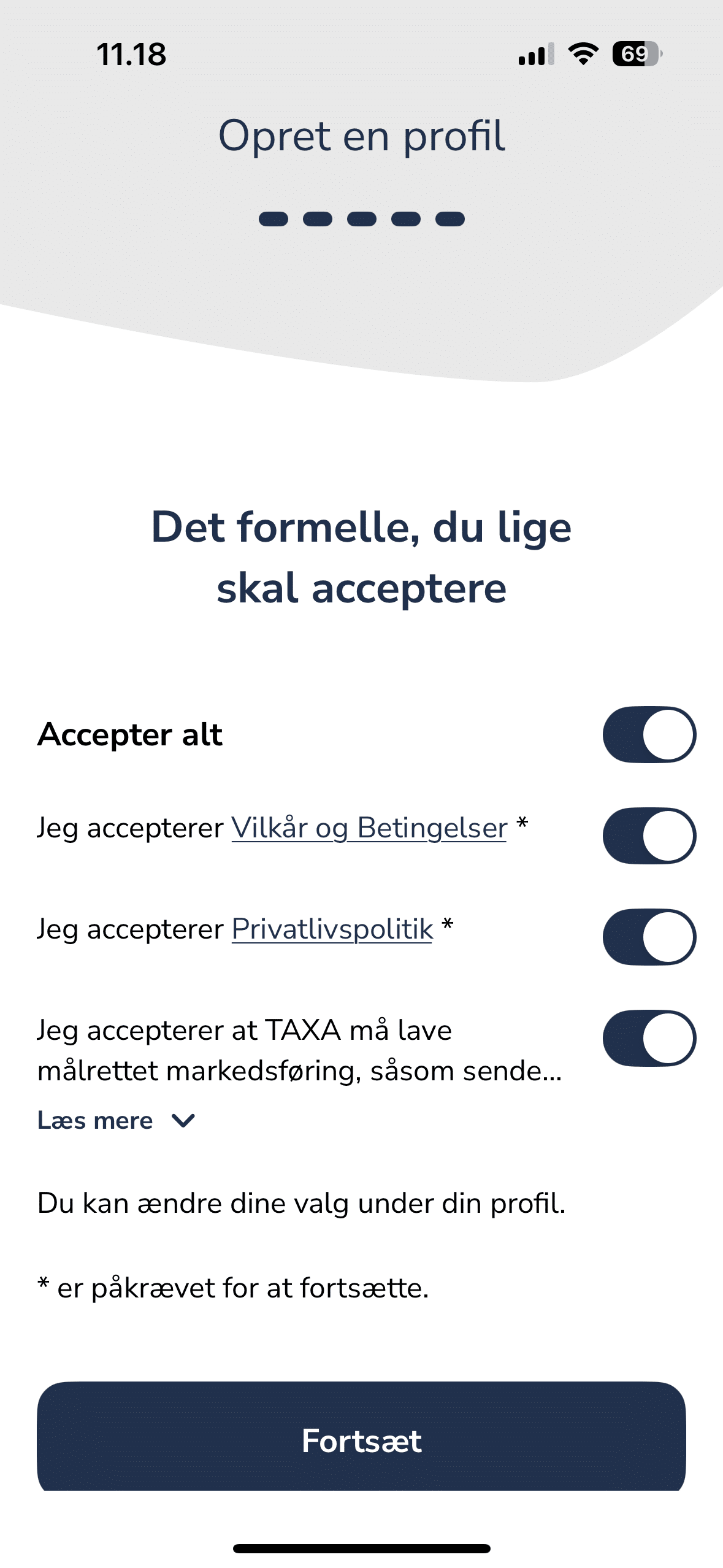 Opret en brugerprofil i TAXA app 6