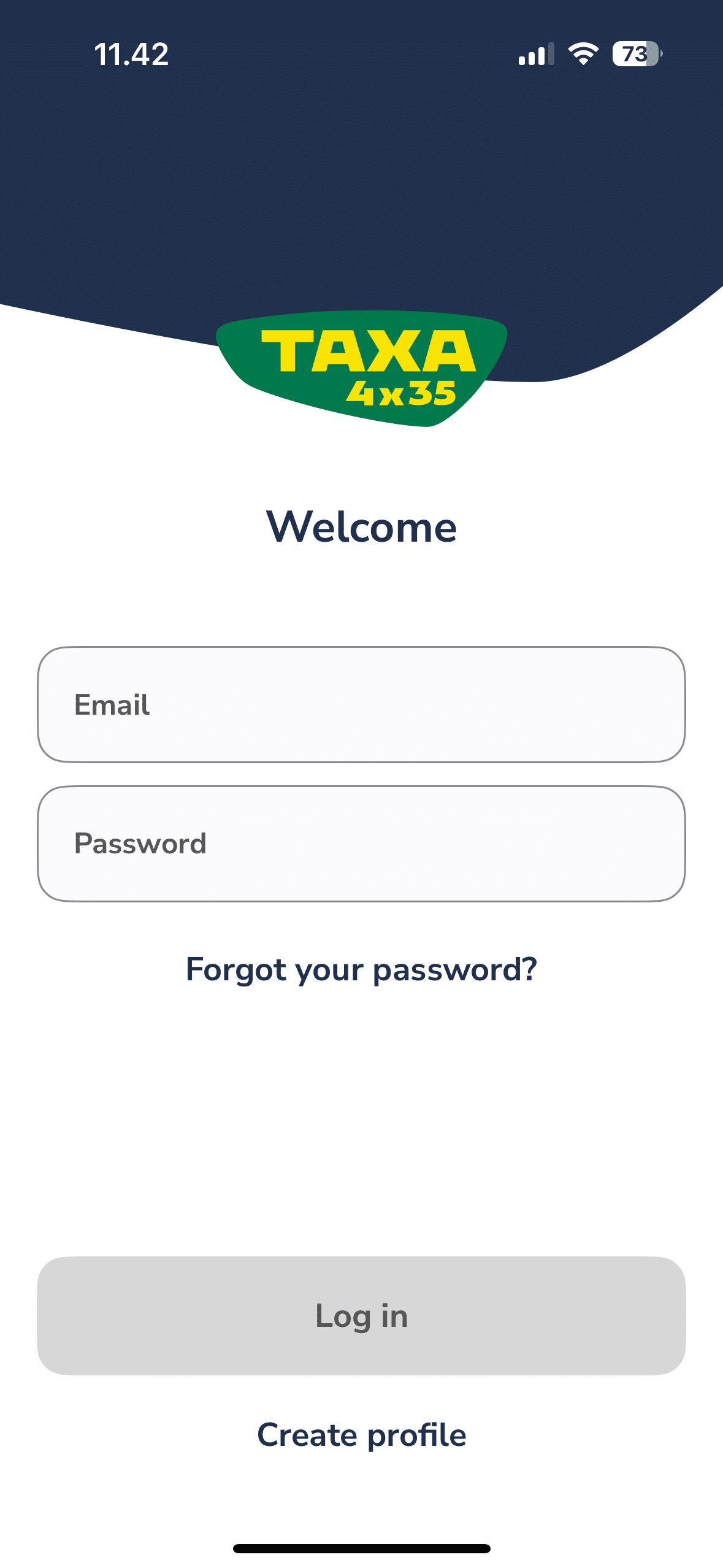 Create an user profile in the taxi app 1