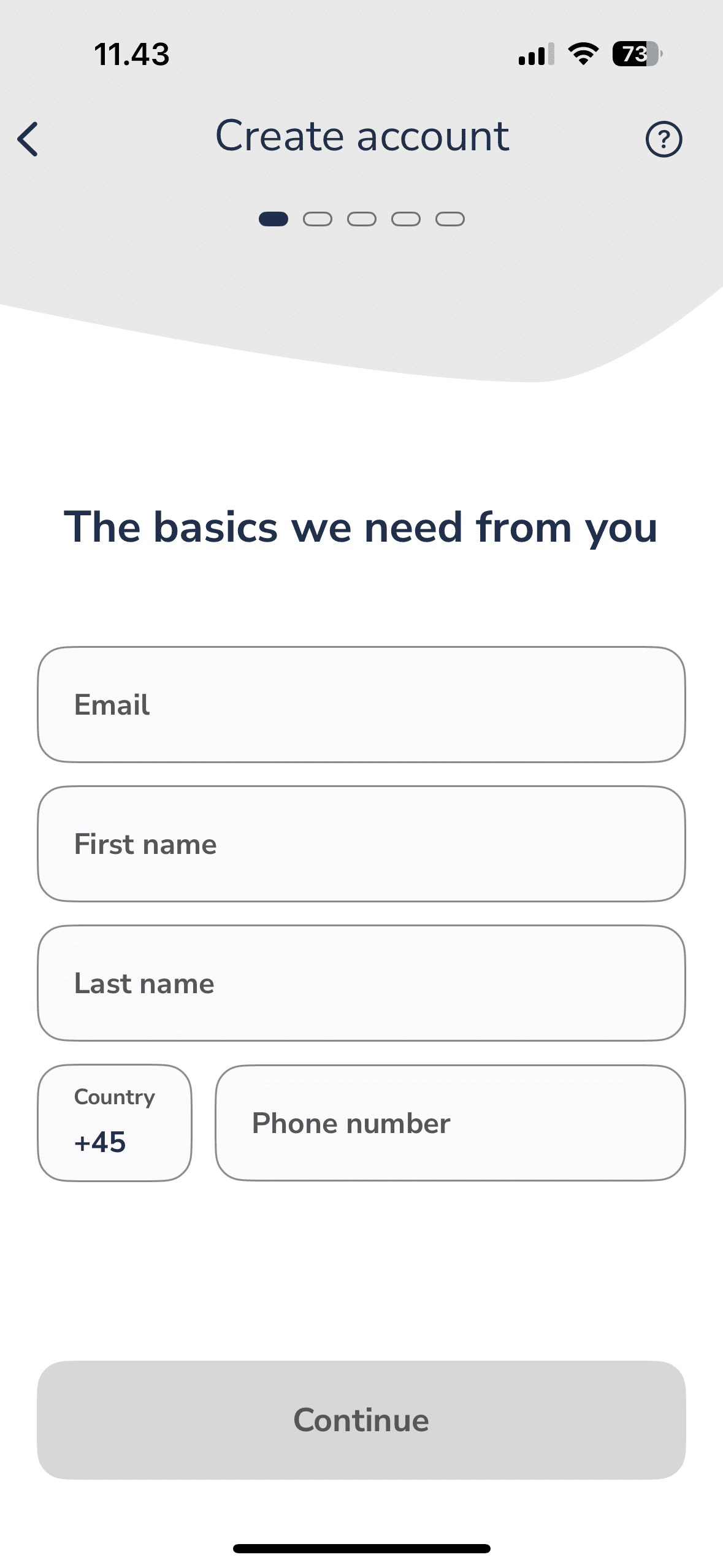 Create an user profile in the taxi app 2
