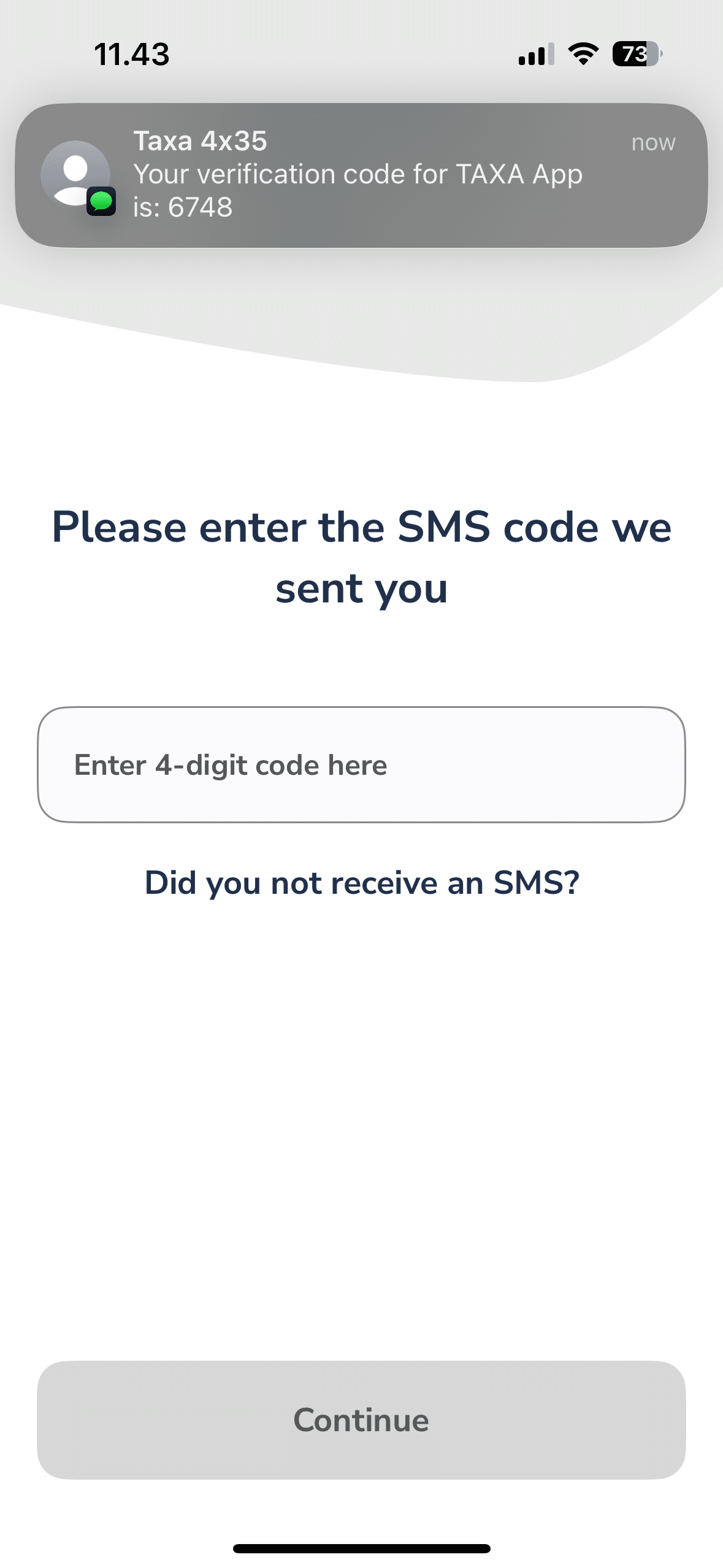 Create an user profile in the taxi app 3