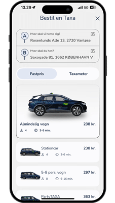 TAXA appen - bestil nemt selv din taxa