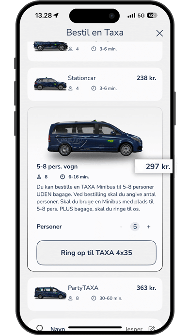 Bestil en taxa storvogn minibus.