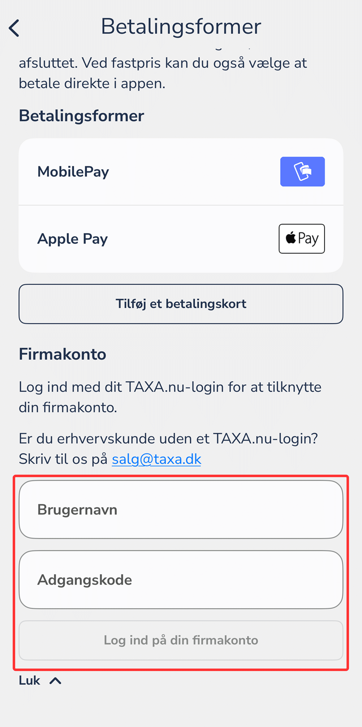 Tilføj jeres firmakonto i appen 3