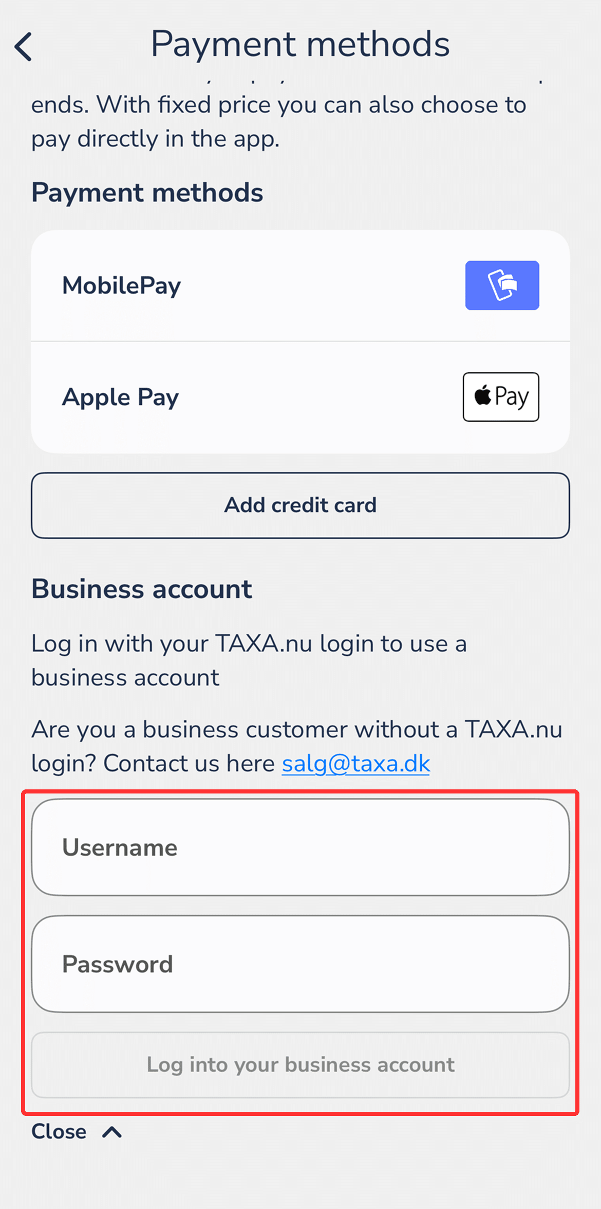 Add your company agreement to the taxi app 3