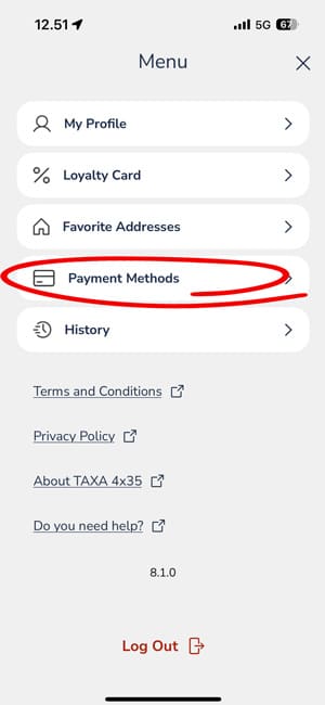 Add your company agreement to the taxi app 1